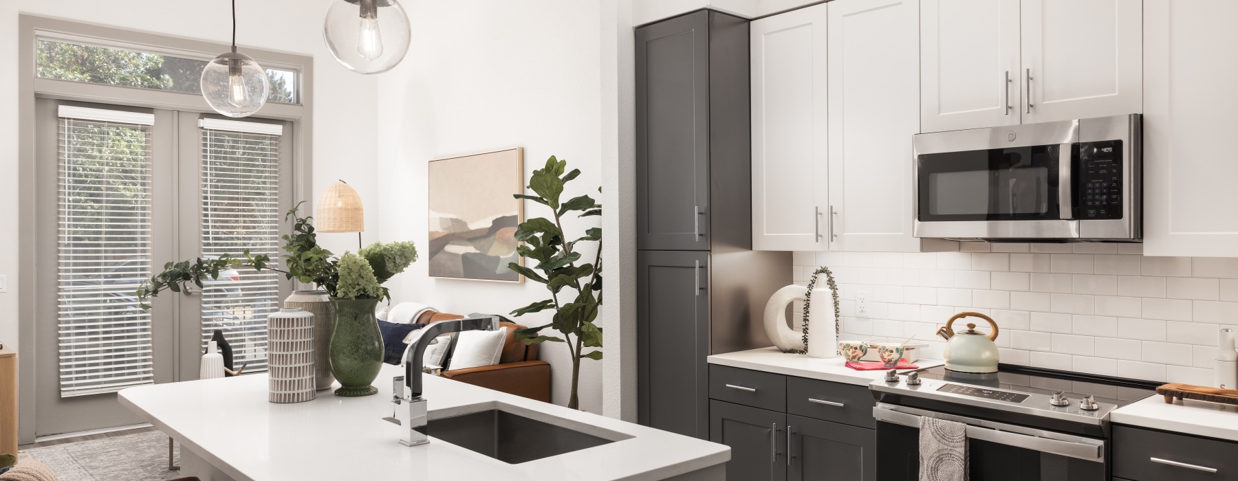 Kitchen view with stainless steel appliances